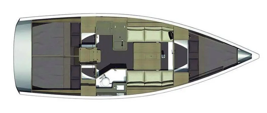 Floor plan of Georgia, a Dufour 350 Grand Large sailboat at Municipal Unit of Rhodes, Greece