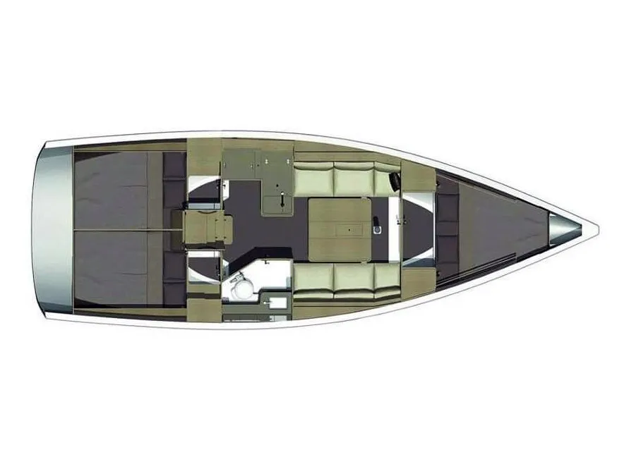 Floor plan of Georgia, a Dufour 350 Grand Large sailboat at Municipal Unit of Rhodes, Greece