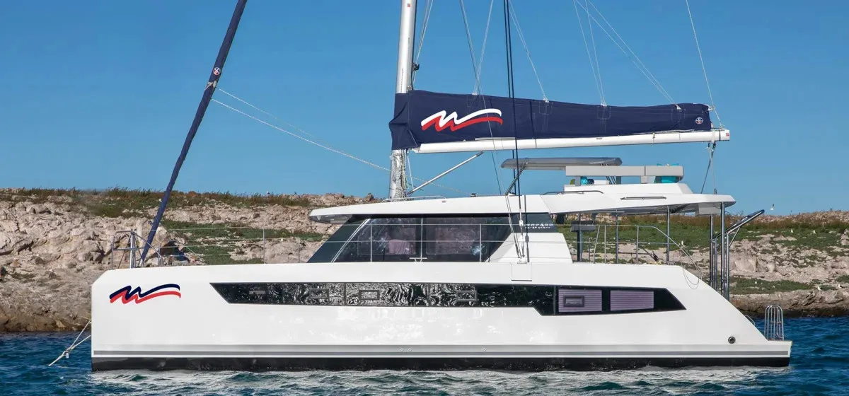 Exterior view of Invalid, a Leopard 42 catamaran at Road Town, British Virgin Islands