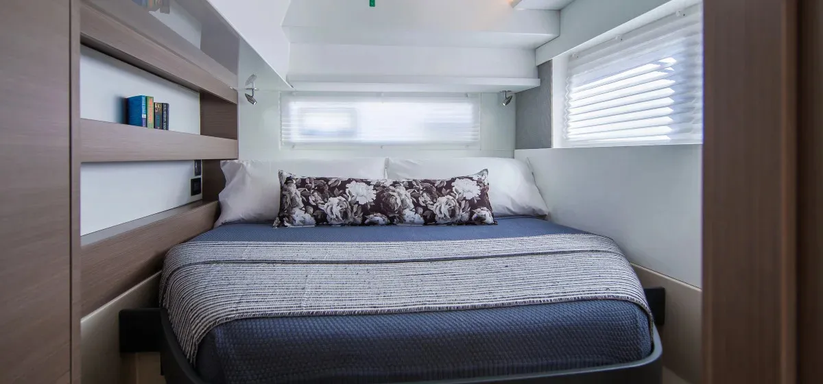 Cabin on Invalid, a Leopard 42 catamaran at Road Town, British Virgin Islands