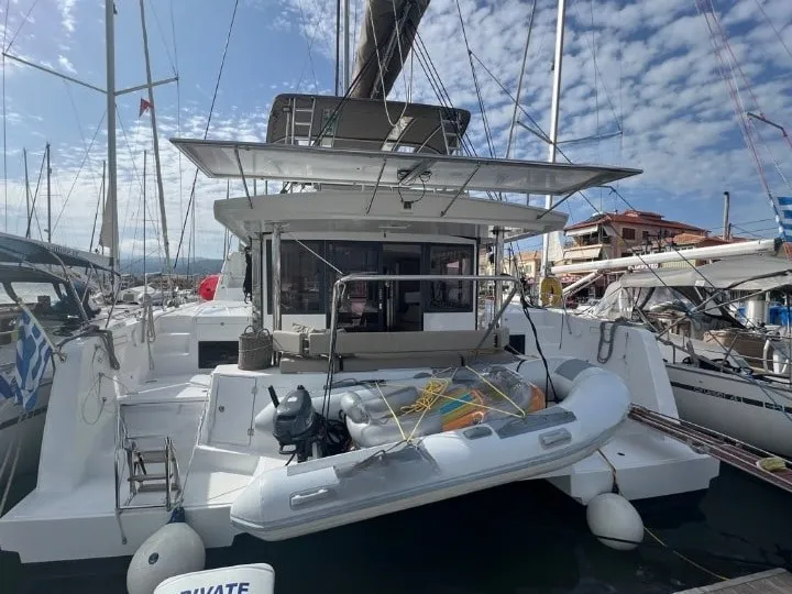 Exterior view of Bali 4.4, a Bali 4.4 catamaran at Municipal Unit of Lefkada, Greece