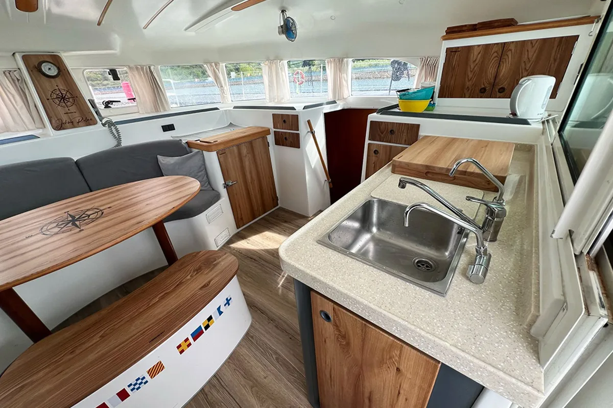 Salon of Relax, a Lagoon 380 S2 catamaran at Punat, Croatia