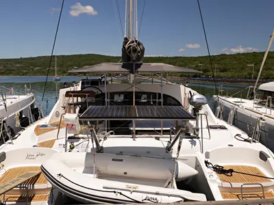 Deck of Relax, a Lagoon 380 S2 catamaran at Punat, Croatia