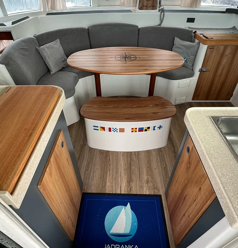 Salon of Relax, a Lagoon 380 S2 catamaran at Punat, Croatia