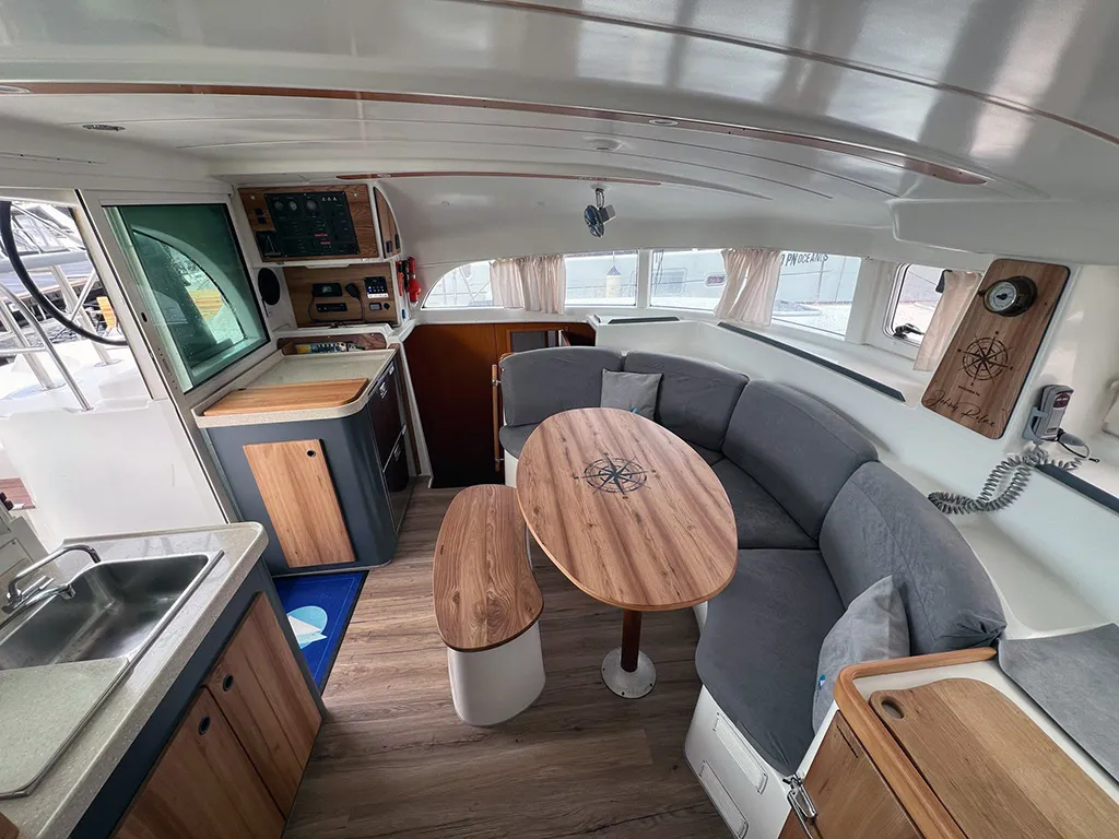 Salon of Relax, a Lagoon 380 S2 catamaran at Punat, Croatia