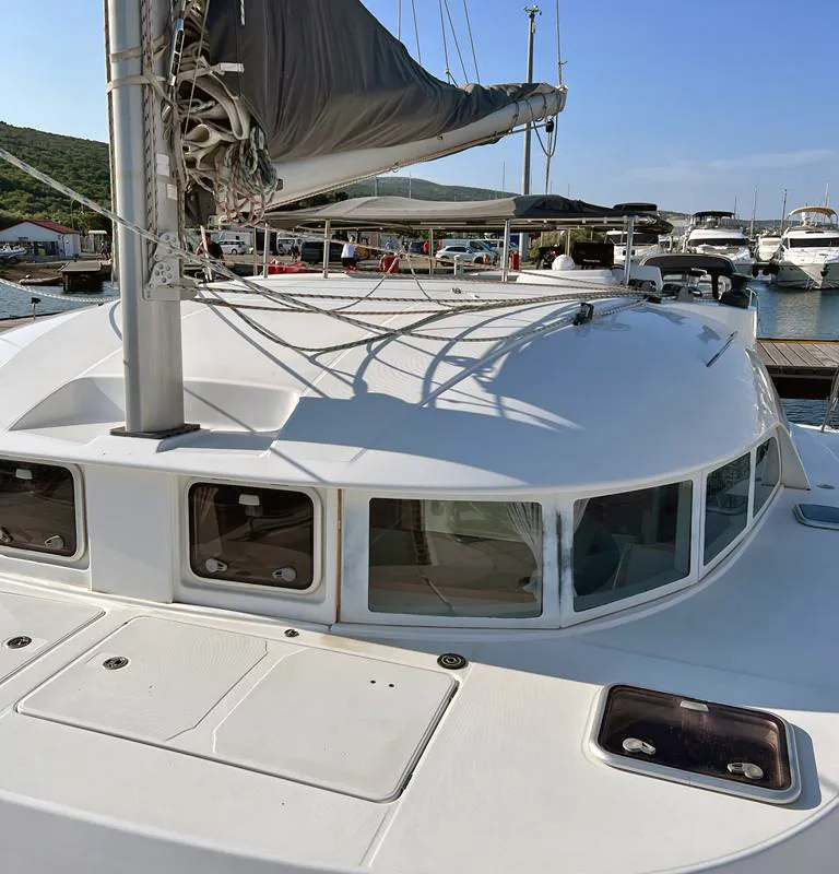Exterior view of Relax, a Lagoon 380 S2 catamaran at Punat, Croatia