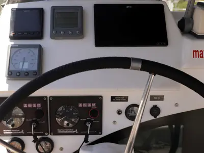 Cockpit of Relax, a Lagoon 380 S2 catamaran at Punat, Croatia