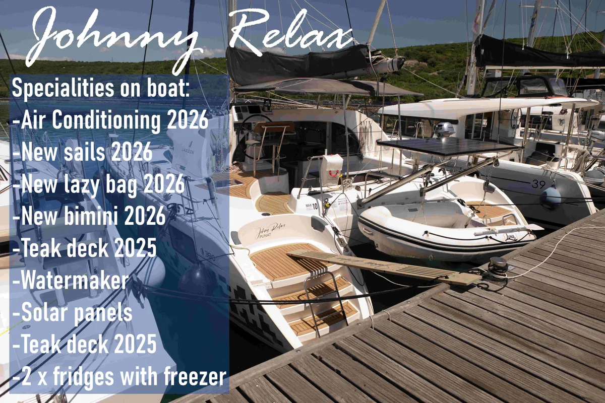 Relax, a Lagoon 380 S2 catamaran at Punat, Croatia