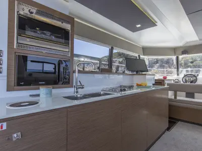 Galley of Dream Star, a Fountaine Pajot MY37 catamaran at Primošten, Croatia