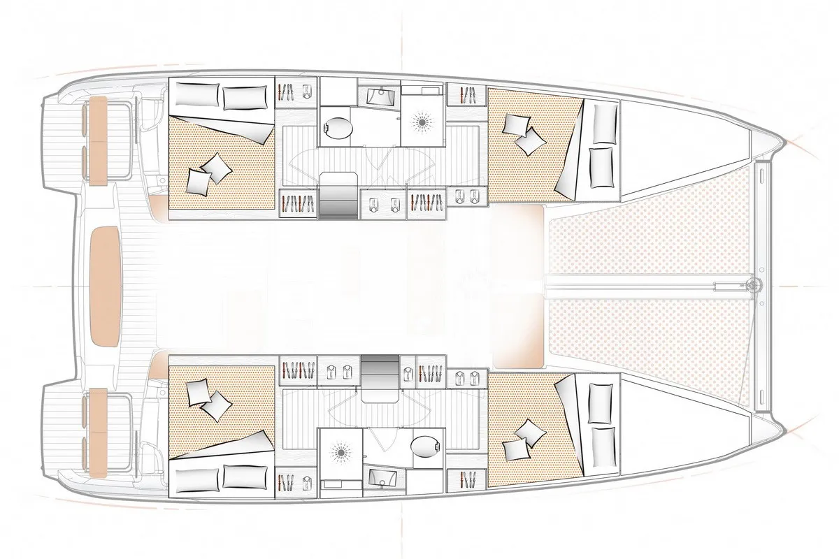 Floor plan of DAY DREAMER V, a Excess 11 catamaran at Đuraševići, Montenegro