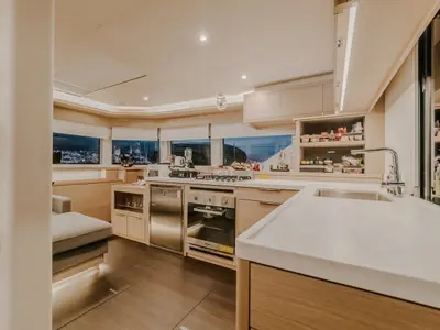 Galley of Tri Wing, a Lagoon 55 catamaran at Grad Kaštela, Croatia