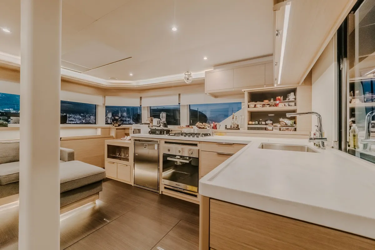 Galley of Tri Wing, a Lagoon 55 catamaran at Grad Kaštela, Croatia