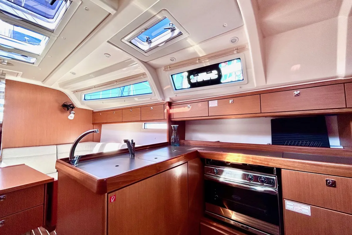 Galley of Enjoy the Silence, a Bavaria Cruiser 37 sailboat at Fethiye, Turkey