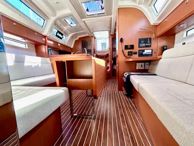 Salon of Enjoy the Silence, a Bavaria Cruiser 37 sailboat at Fethiye, Turkey