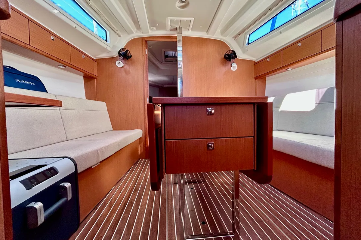 Salon of Enjoy the Silence, a Bavaria Cruiser 37 sailboat at Fethiye, Turkey