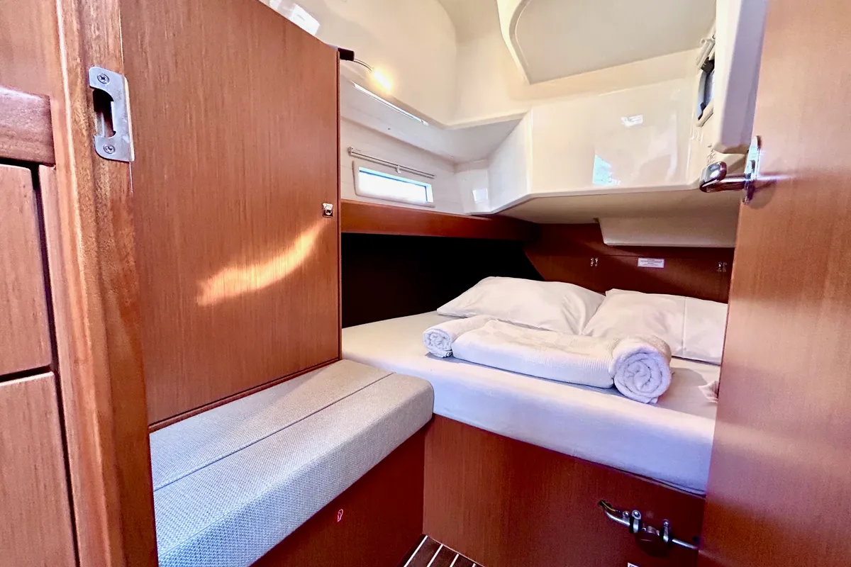 Cabin on Enjoy the Silence, a Bavaria Cruiser 37 sailboat at Fethiye, Turkey