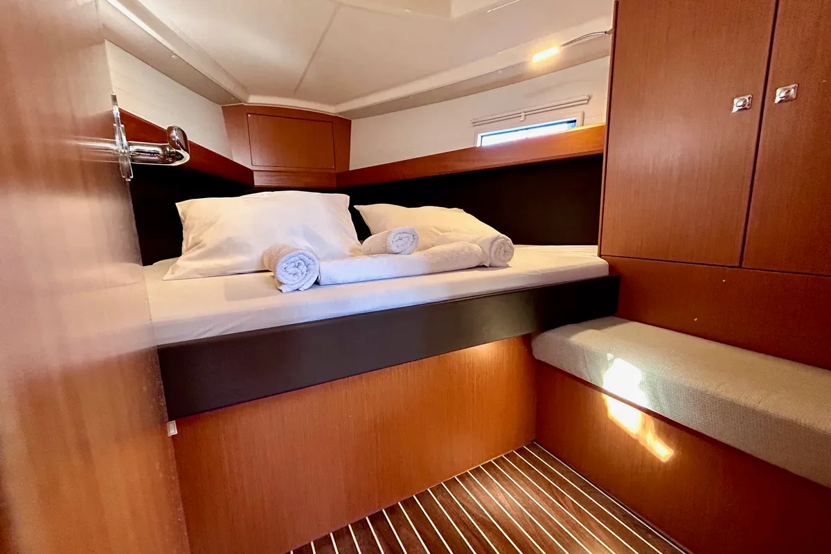 Cabin on Enjoy the Silence, a Bavaria Cruiser 37 sailboat at Fethiye, Turkey