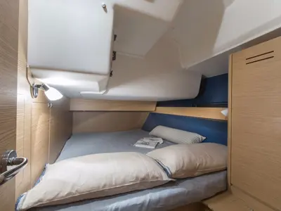 Cabin on Genny, a Dufour 460 Grand Large sailboat at Olbia, Italy