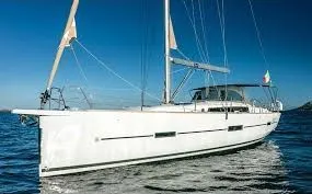 Exterior view of Genny, a Dufour 460 Grand Large sailboat at Olbia, Italy