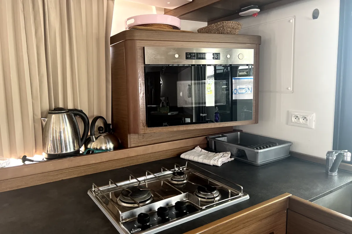 Galley of Love Hunter, a Lagoon 42 catamaran at Grad Kaštela, Croatia