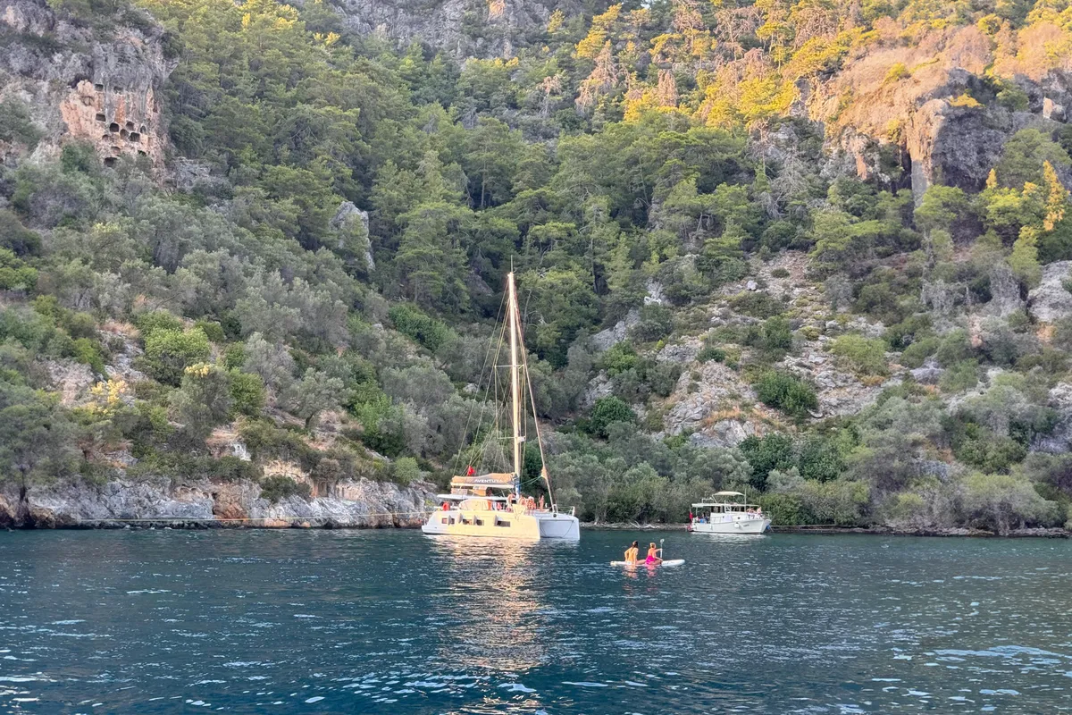 Exterior view of ProntoSail, a Aventura 37 catamaran at Fethiye, Turkey