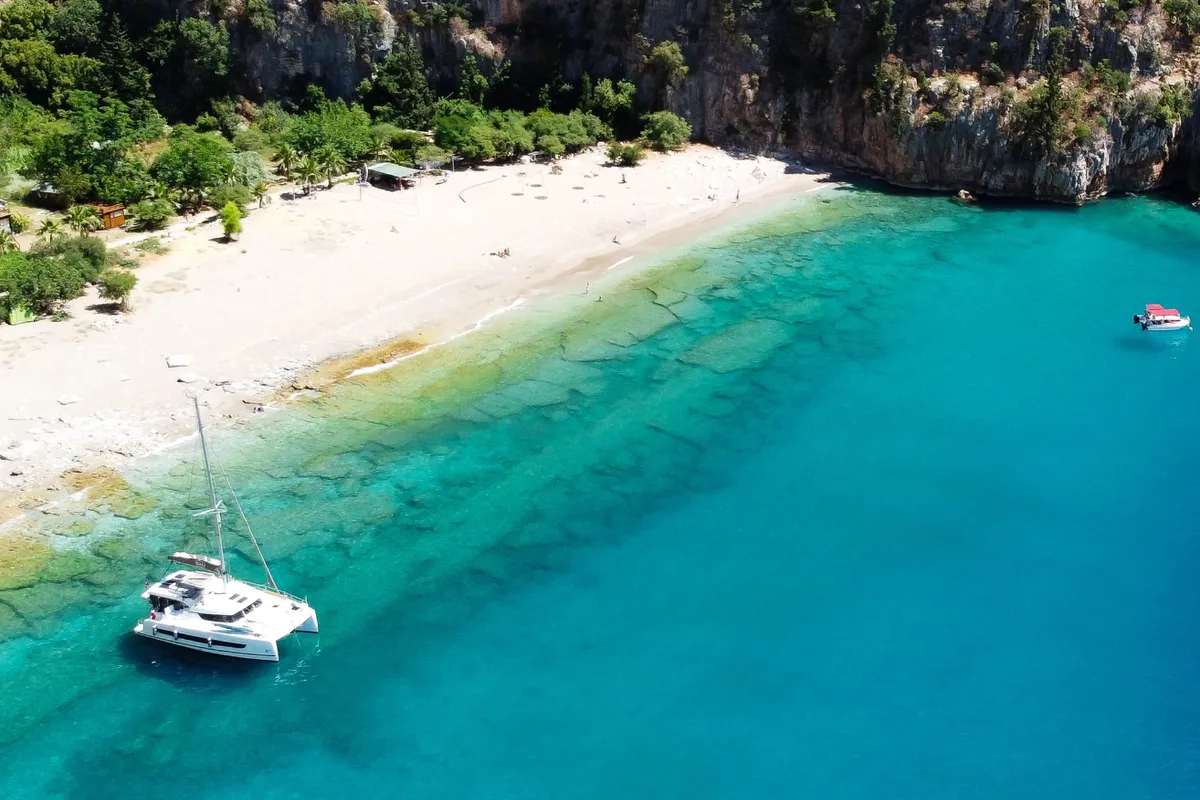 Exterior view of ProntoSail, a Aventura 37 catamaran at Fethiye, Turkey