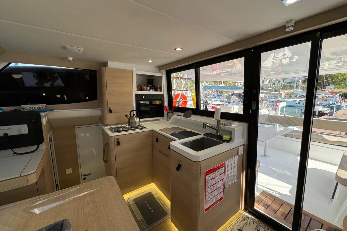 Galley of ProntoSail, a Aventura 37 catamaran at Fethiye, Turkey