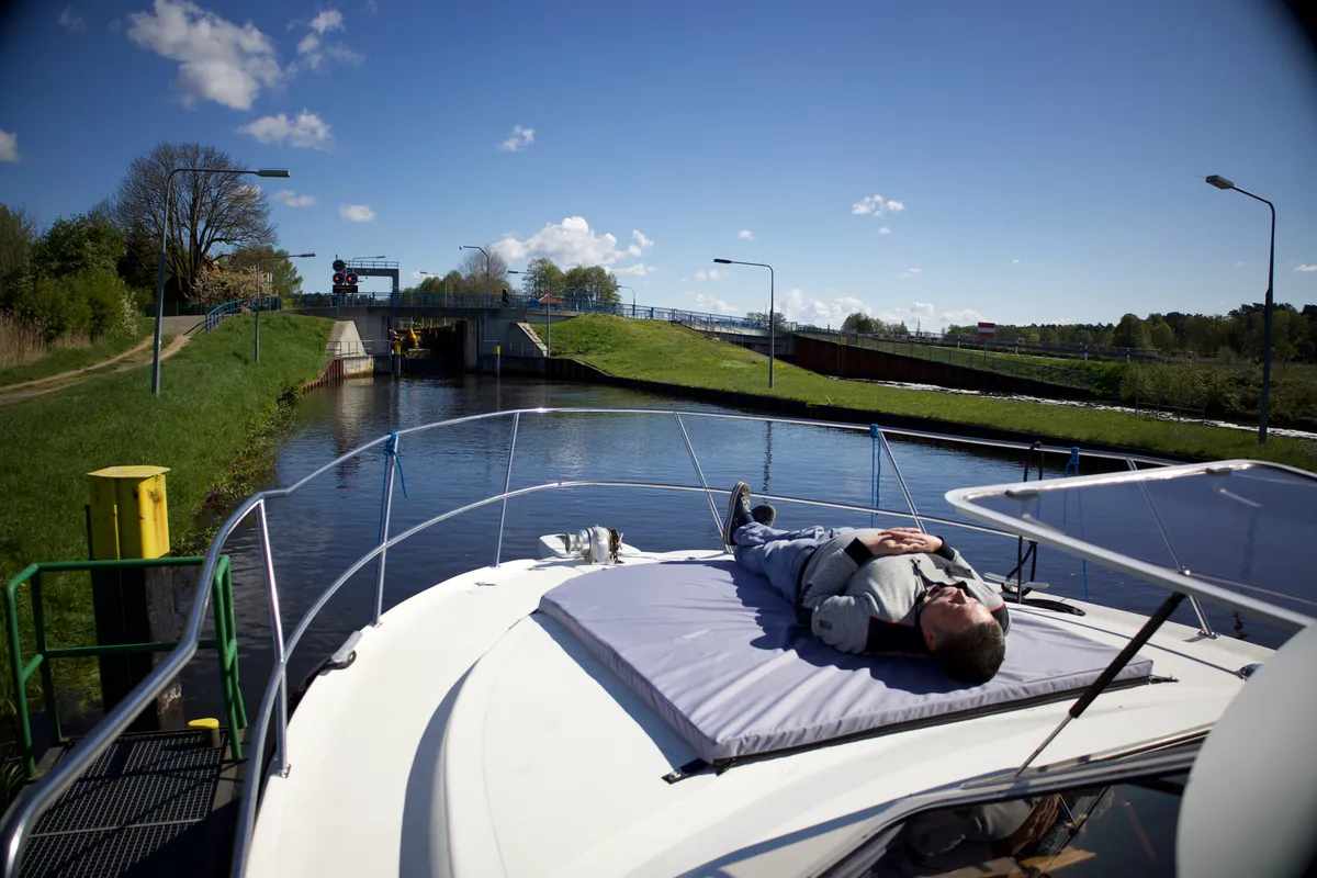 Exterior view of Persephone, a Gulet Tarpon 37 DP motorboat at Lübz, Germany