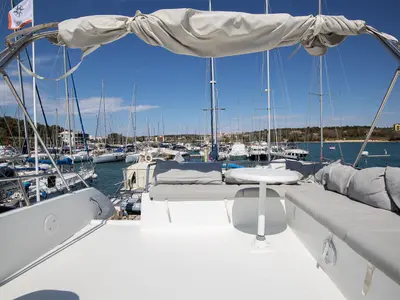 Deck of Mare Tortuga, a Fountaine Pajot MY 37 catamaran at Općina Medulin, Croatia
