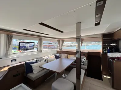 Salon of Invalid, a Lagoon 46 catamaran at Sant Antoni de Portmany, Spain