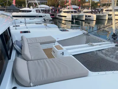 Deck of Invalid, a Lagoon 46 catamaran at Sant Antoni de Portmany, Spain