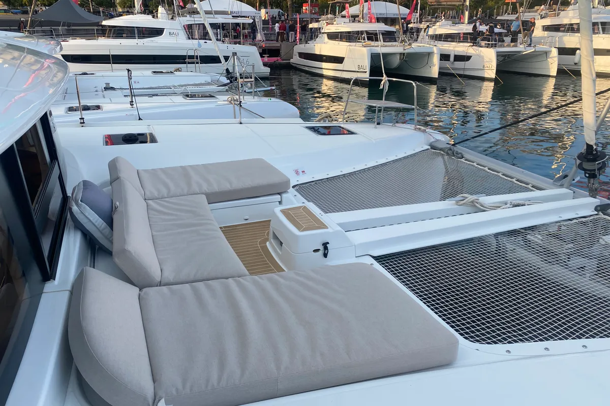 Deck of Invalid, a Lagoon 46 catamaran at Sant Antoni de Portmany, Spain