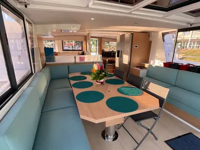 Salon of Bali 4.6, a catamaran at Alameda, United States