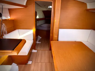 Cabin on Foxy, a Jeanneau Sun Odyssey 419 sailboat at Fethiye, Turkey