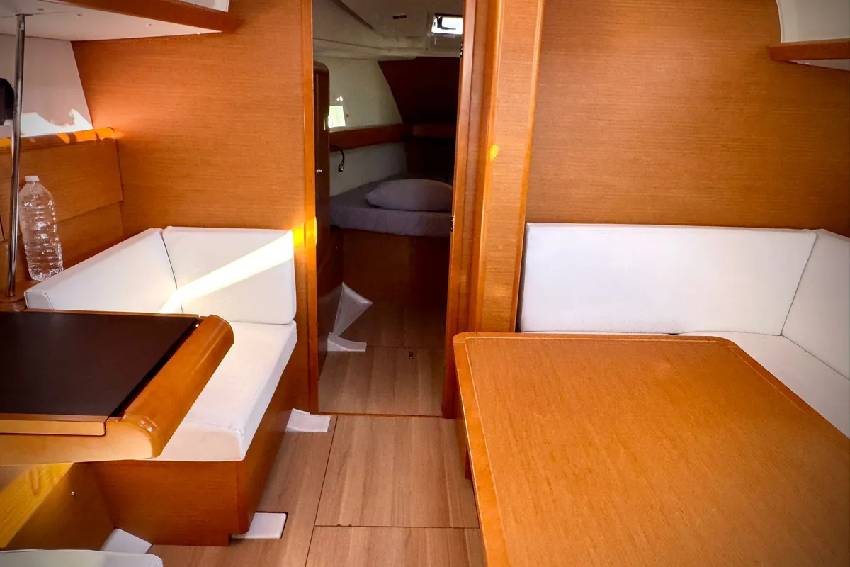 Cabin on Foxy, a Jeanneau Sun Odyssey 419 sailboat at Fethiye, Turkey