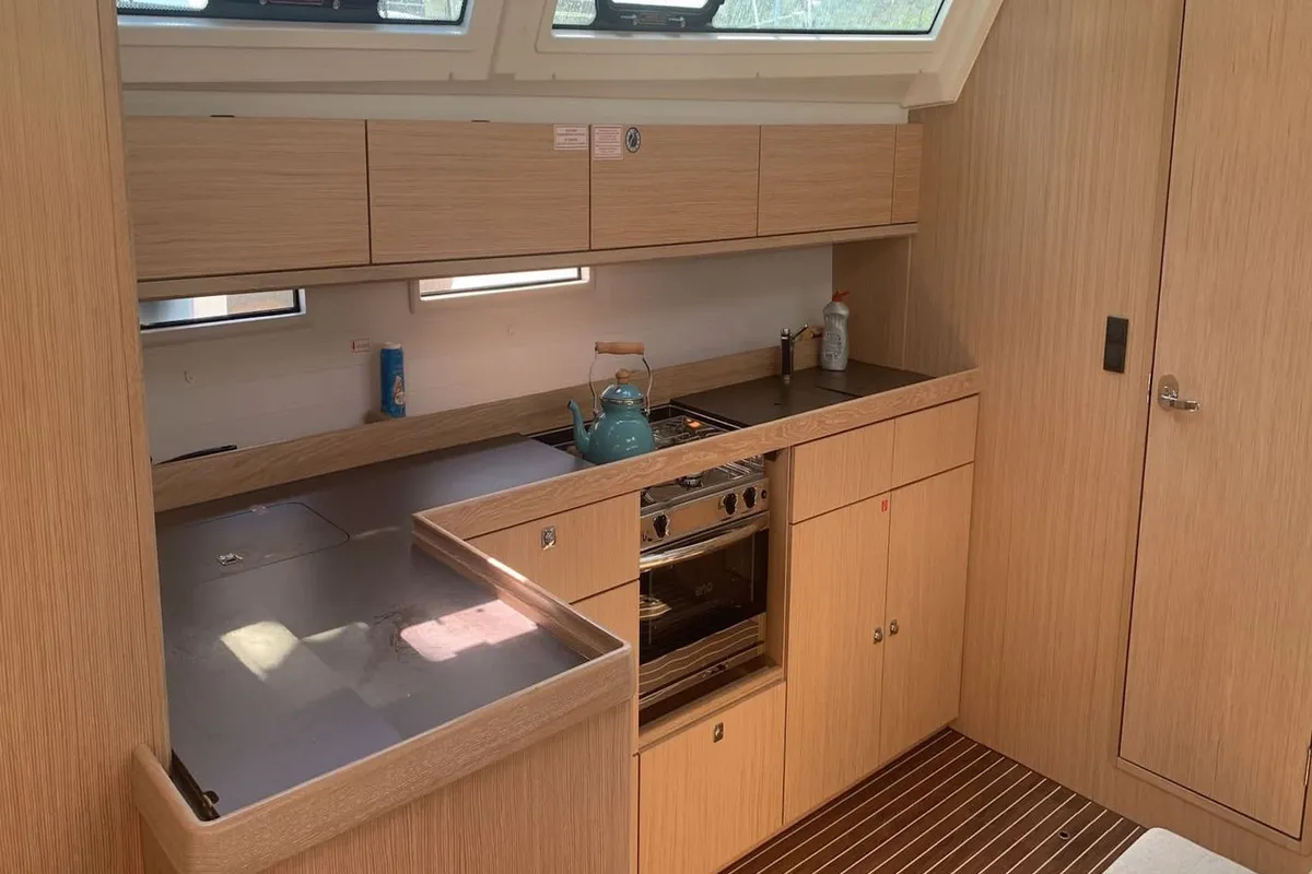 Galley of Hera, a Bavaria Cruiser 46 sailboat at Fethiye, Turkey