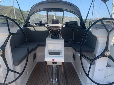 Cockpit of Hera, a Bavaria Cruiser 46 sailboat at Fethiye, Turkey