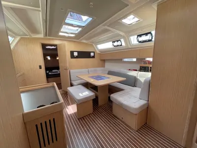 Salon of Hera, a Bavaria Cruiser 46 sailboat at Fethiye, Turkey