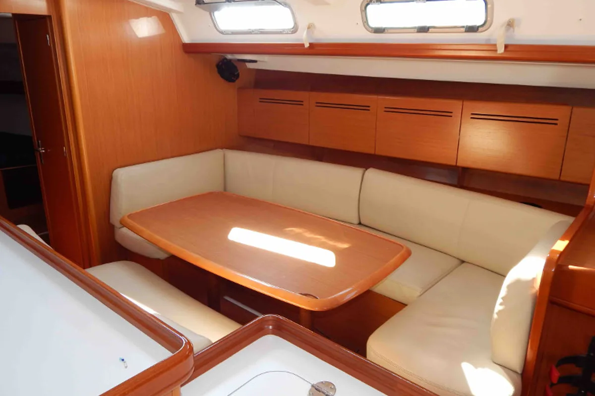 Salon of Comfort, a Beneteau Cyclades 50.5 sailboat at Municipal Unit of Nea Peramos, Greece