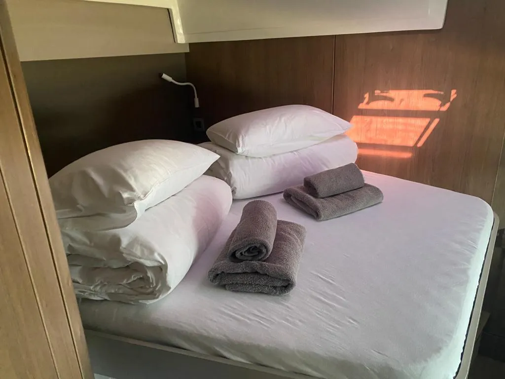 Cabin on Free Flow, a Bali Catspace catamaran at Grad Šibenik, Croatia