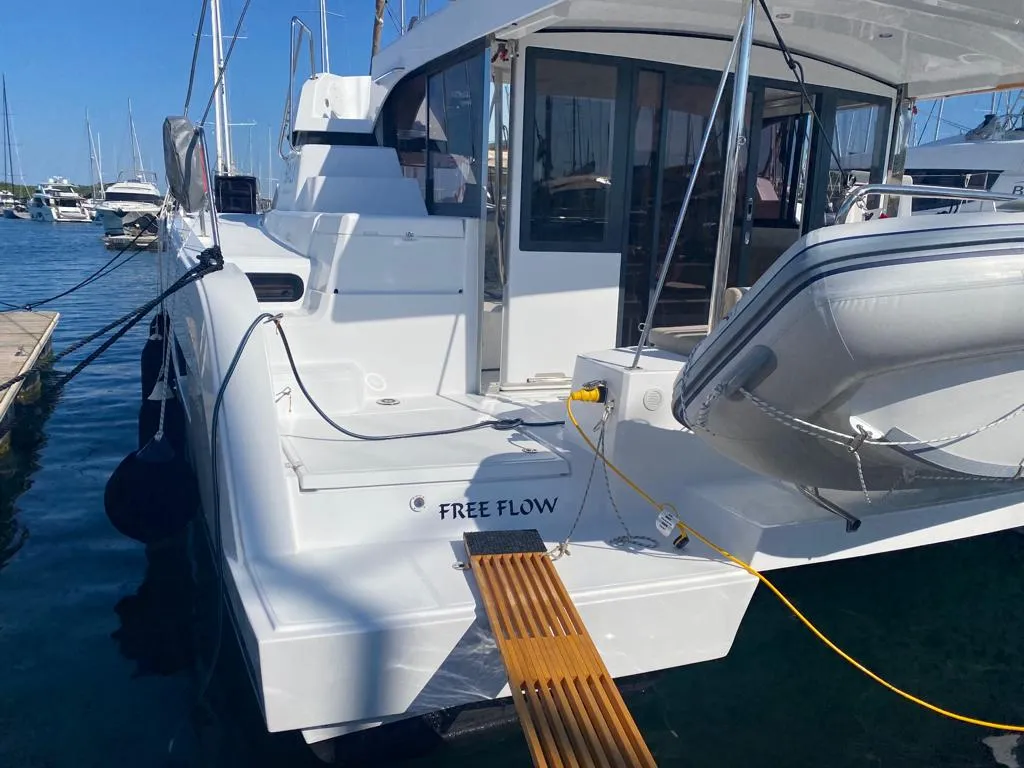 Exterior view of Free Flow, a Bali Catspace catamaran at Grad Šibenik, Croatia