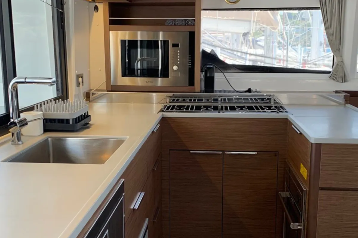 Galley of Espabila, a Lagoon 46 catamaran at Skiathos, Greece