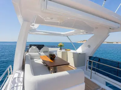 Cockpit of Genesis, a Azimut 60 Fly motor yacht at Primošten, Croatia