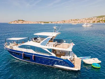 Galley of Genesis, a Azimut 60 Fly motor yacht at Primošten, Croatia