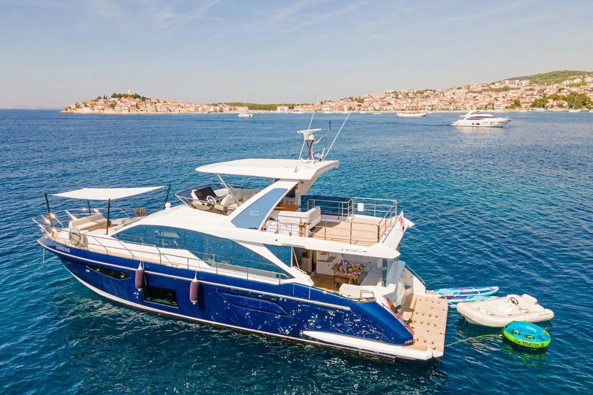 Galley of Genesis, a Azimut 60 Fly motor yacht at Primošten, Croatia