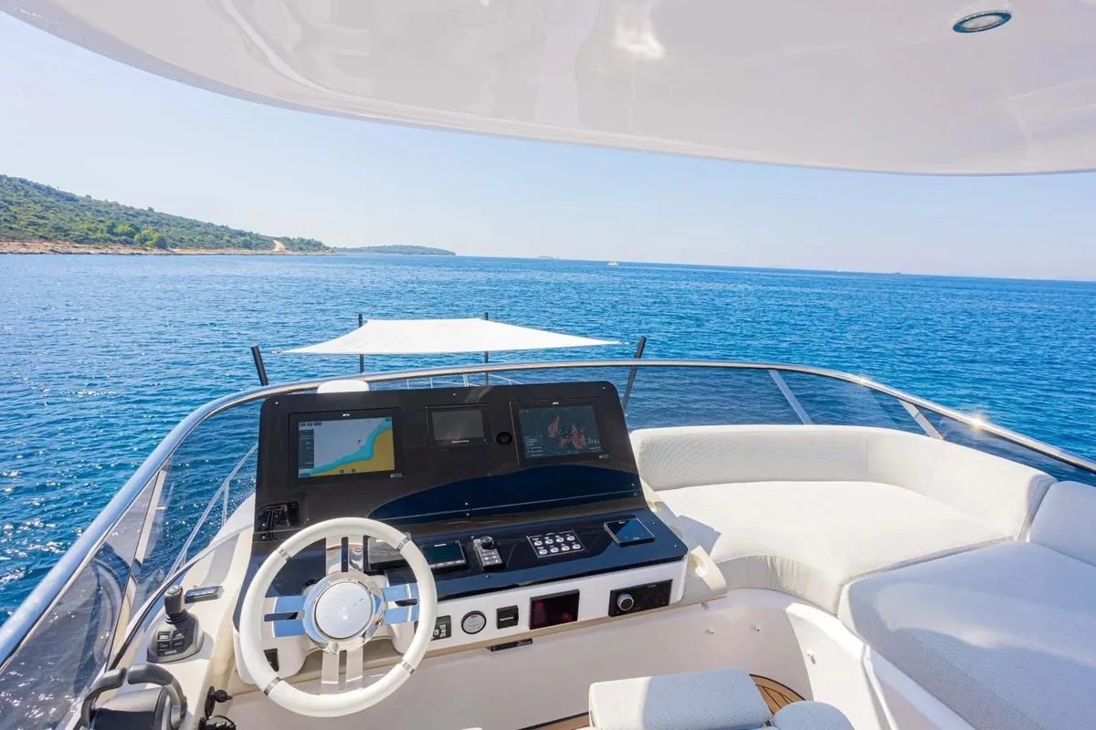Exterior view of Genesis, a Azimut 60 Fly motor yacht at Primošten, Croatia