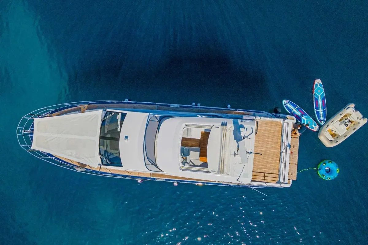 Exterior view of Genesis, a Azimut 60 Fly motor yacht at Primošten, Croatia