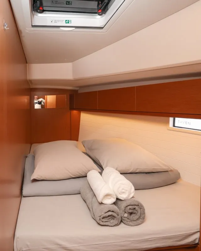 Cabin on Stiniva, a Bavaria Cruiser 46 sailboat at Kaštela, Croatia