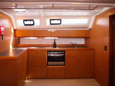 Galley of Stiniva, a Bavaria Cruiser 46 sailboat at Kaštela, Croatia