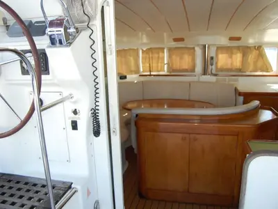 Cockpit of Sofia Cuba, a Lagoon 410 catamaran at Cienfuegos, Cuba